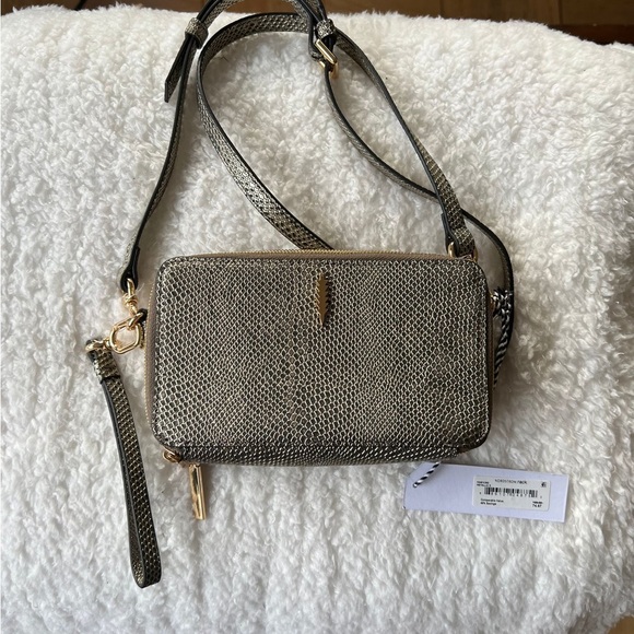 HACKER Ronnie Snakeskin Embossed Leather Crossbody Bag - Picture 1 of 8